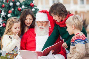 Santa Claus reading with children